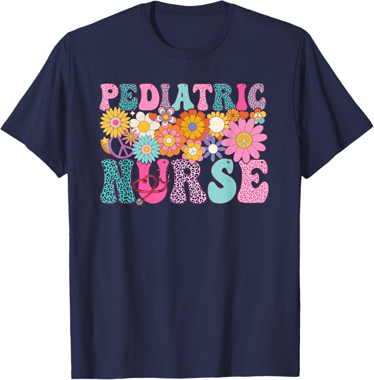 Pediatric Nurse Week Groovy Appreciation Day T-Shirt - T-Shirt | Navy
