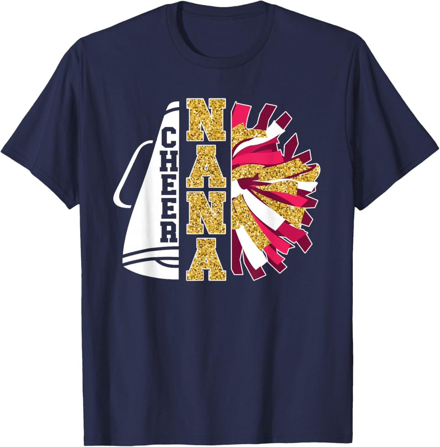Cute Cheer Nana Of A Cheerleader Nana Grandma T-Shirt - T-Shirt | Navy