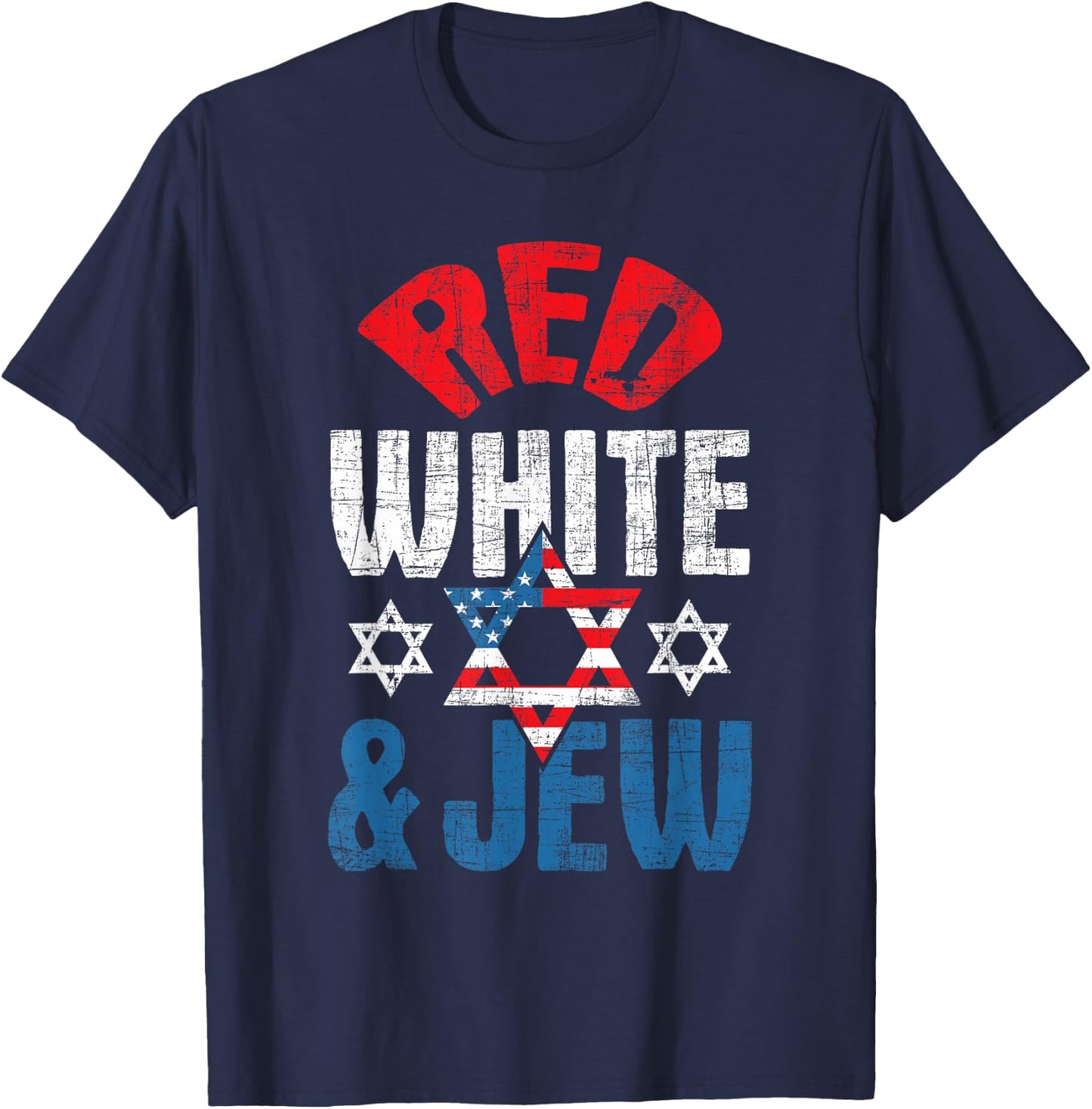 Red, White & Jew - USA American Flag Jewish Star of David T-Shirt - T-Shirt | Navy