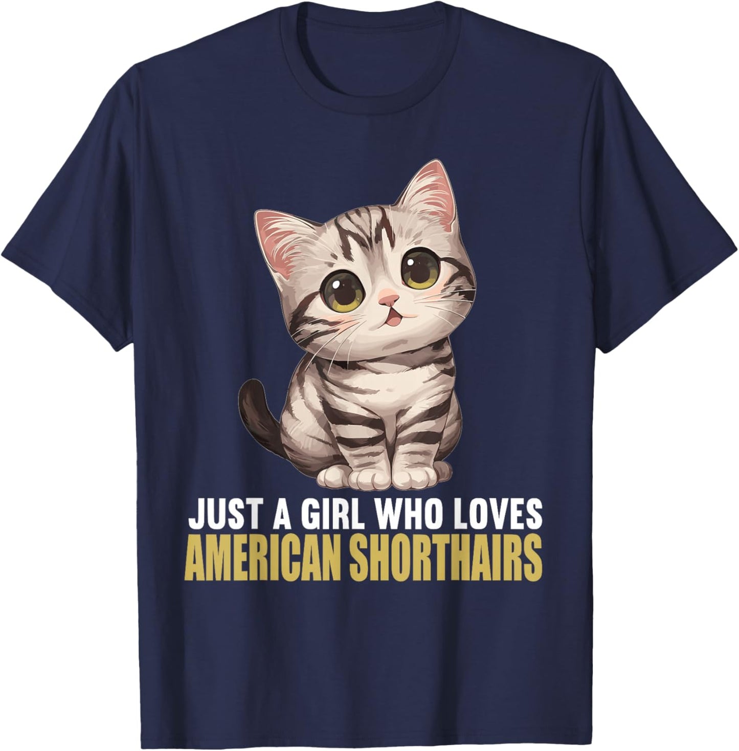 American Shorthair Cats American Shorthair Cat T-Shirt - T-Shirt | Navy