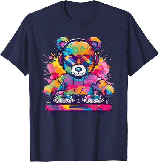 Cartoon Teddy DJ T-Shirt - T-Shirt | Navy