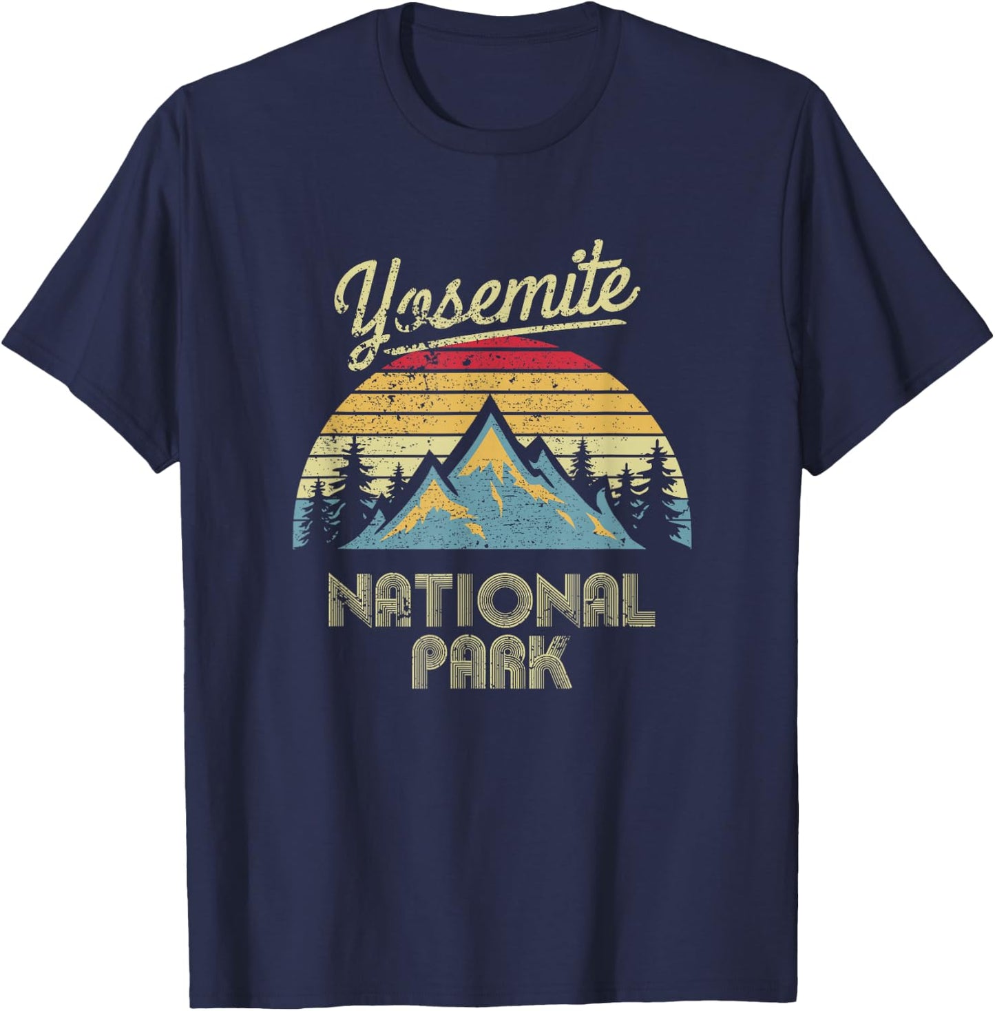 Vintage Retro Yosemite National Park Mountain T Shirt T-Shirt - T-Shirt | Navy
