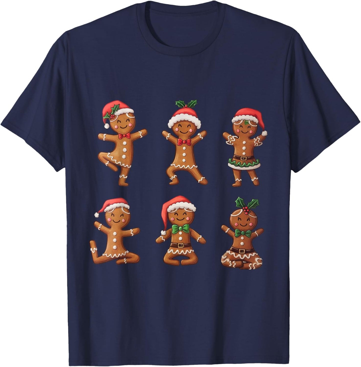 Yoga Xmas Christmas Gingerbread T-Shirt - T-Shirt | Navy
