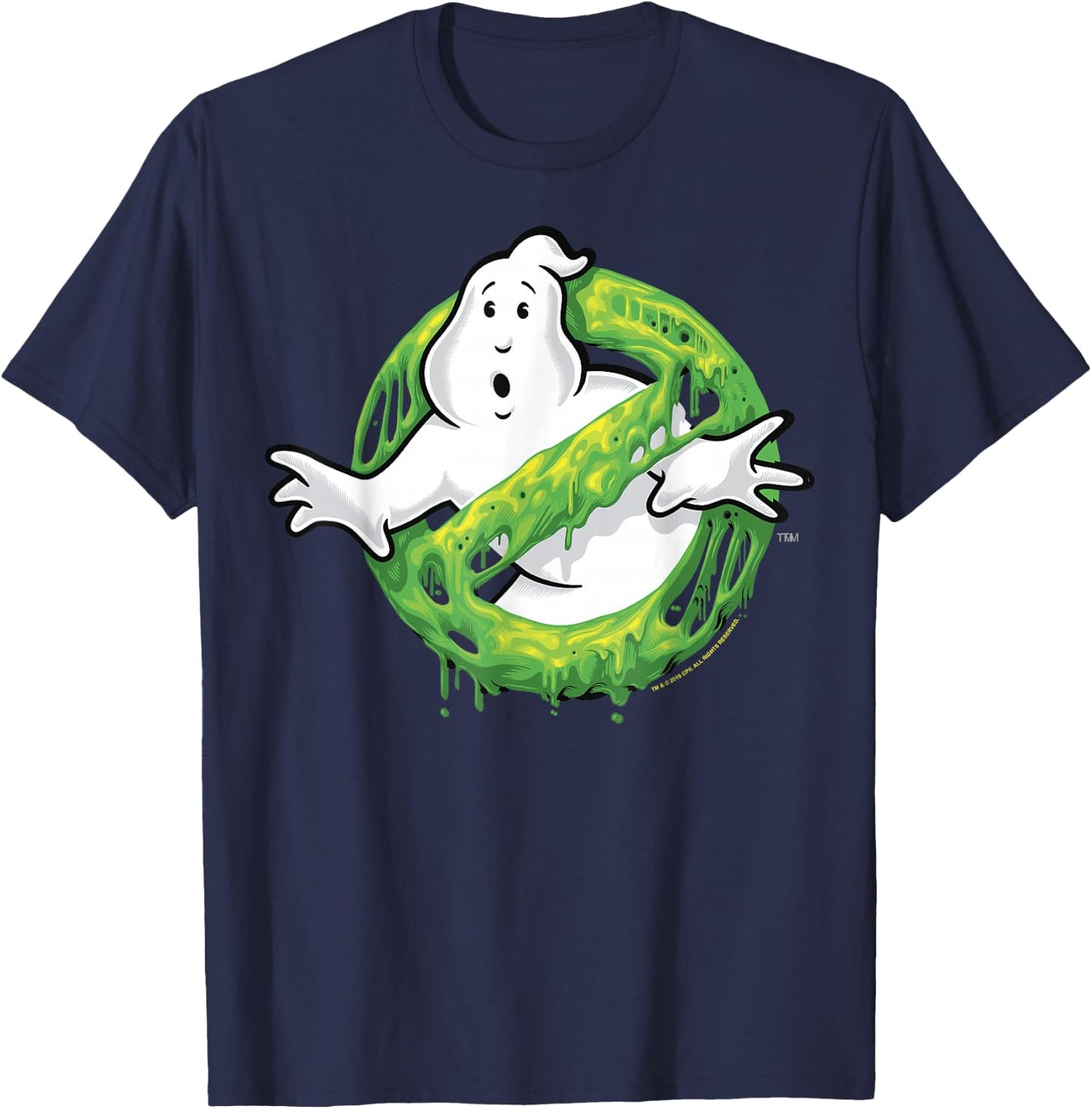 Ghostbusters Classic Slime Ghost Logo Graphic T-Shirt - T-Shirt | Navy