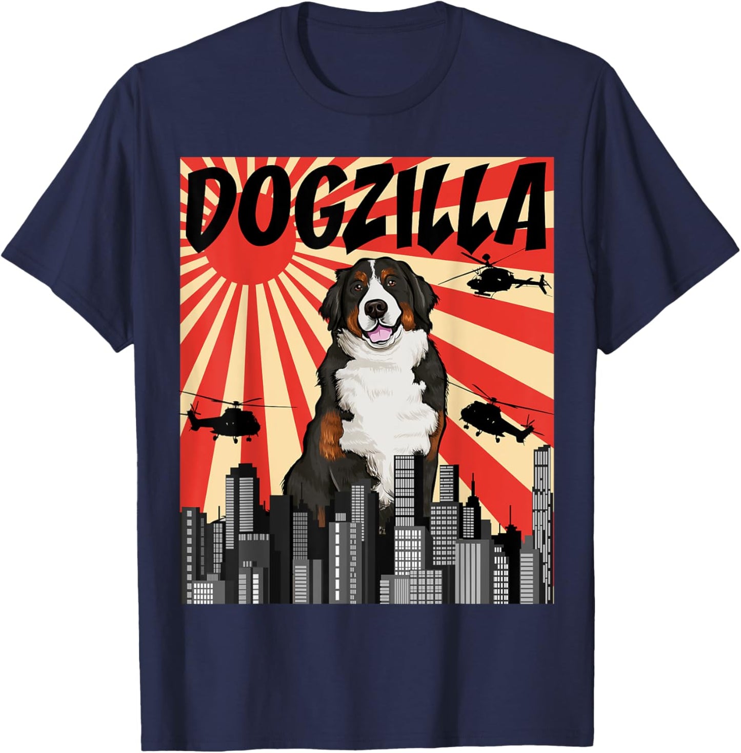 Funny Retro Japanese Dogzilla Bernese Mountain Dog Women T-Shirt - T-Shirt | Navy