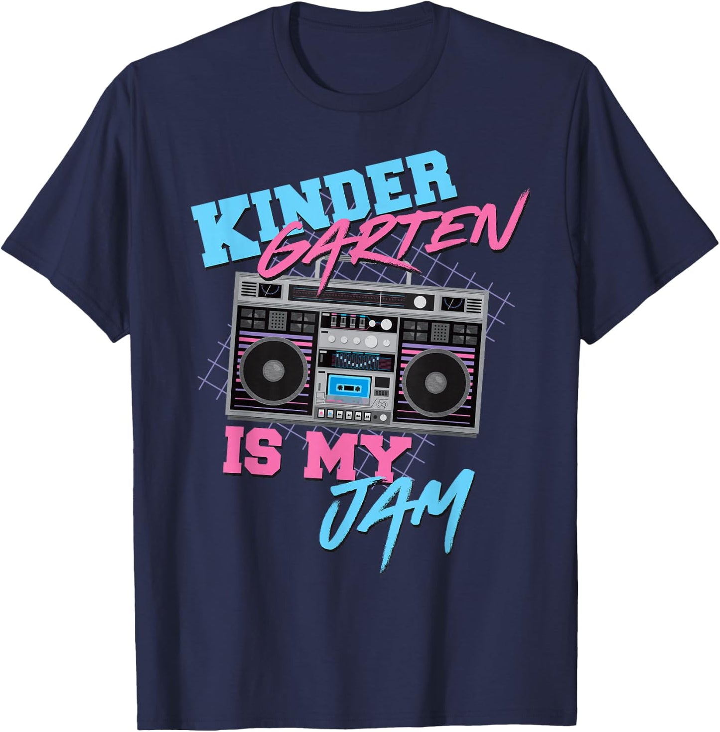 Kindergarten Is My Jam - Vintage 80s Boombox Teacher Student T-Shirt - T-Shirt | Navy