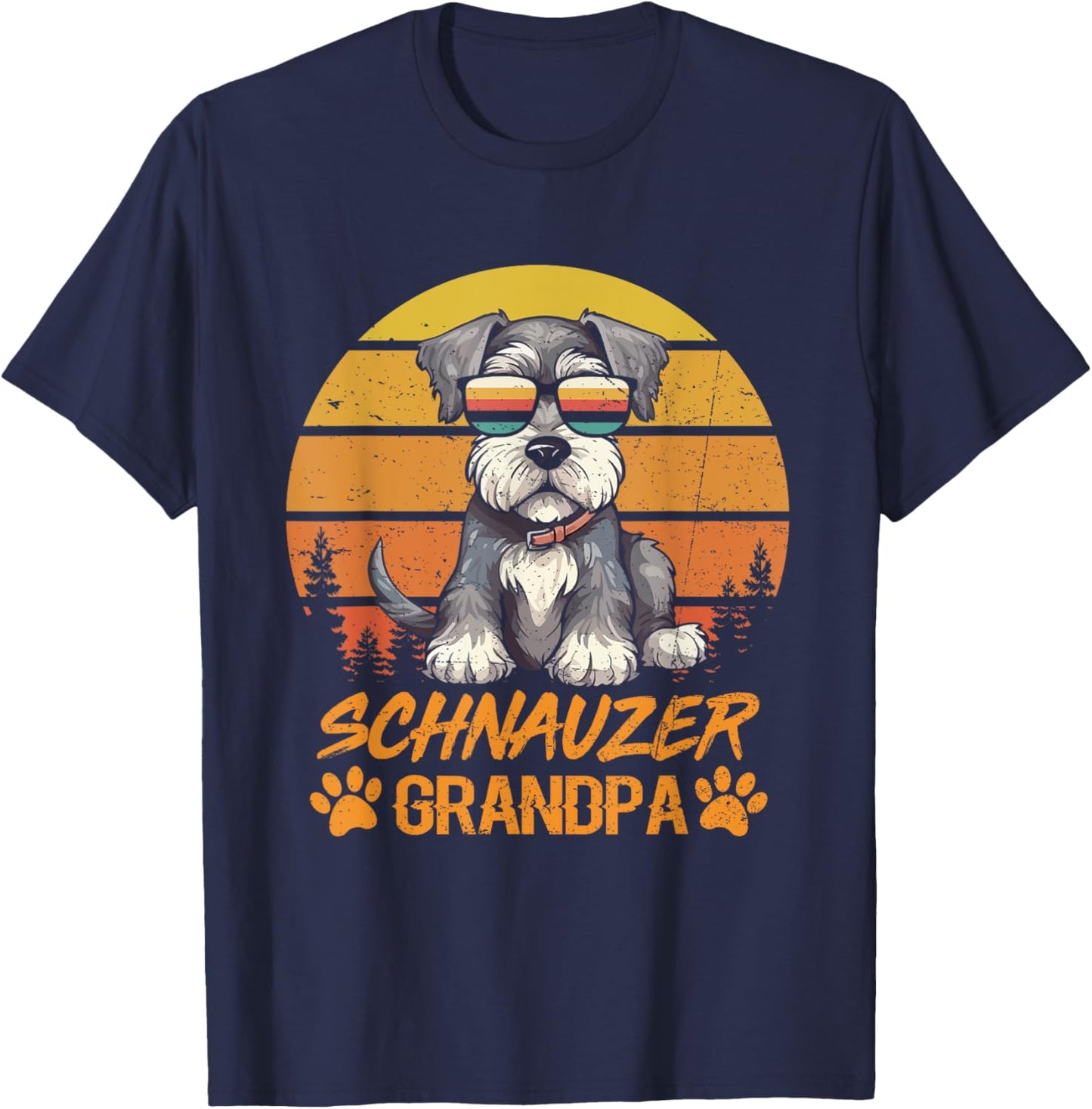 Vintage Retro Miniature Schnauzer Dog Grandpa Fathers Day T-Shirt - T-Shirt | Navy