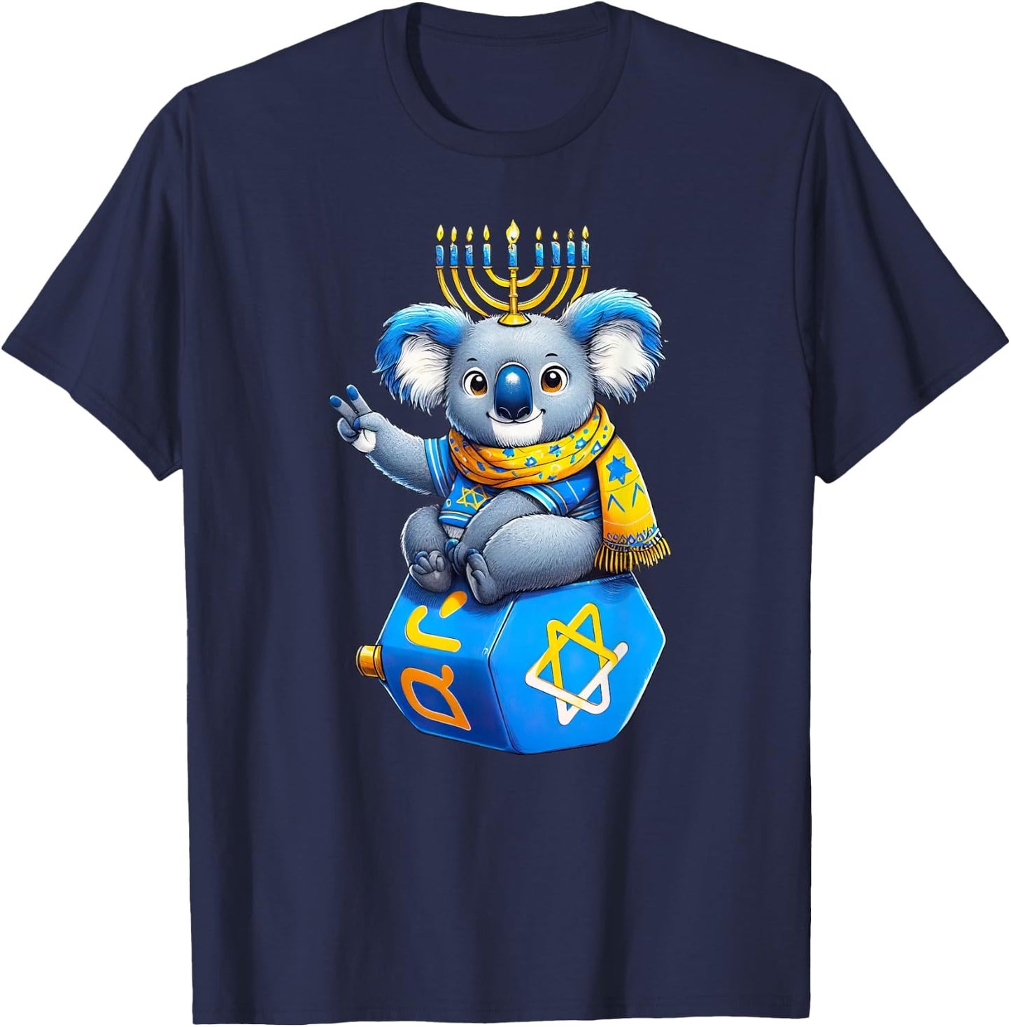 Koala Menorah Dreidel Jewish Hanukkah Kids T-Shirt - T-Shirt | Navy