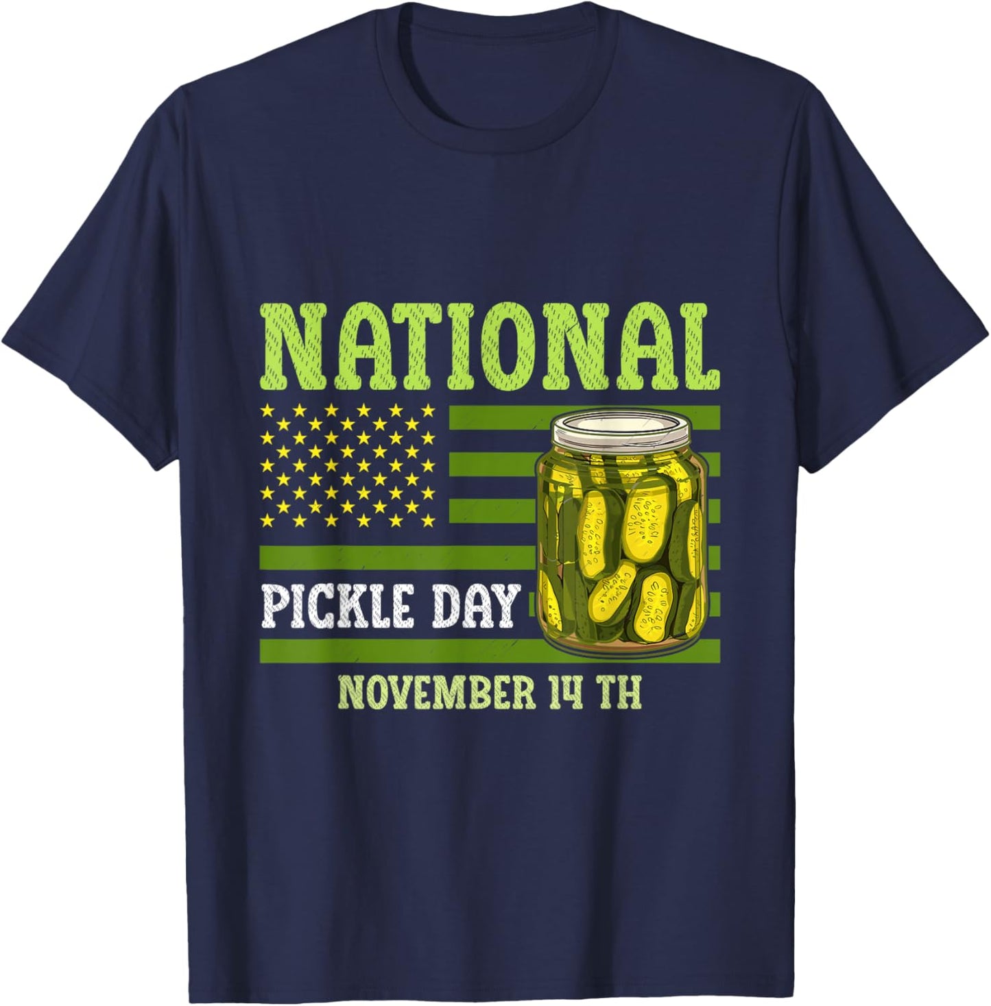 National Pickle Day America Flag Food Lover Cucumber T-Shirt - T-Shirt | Navy