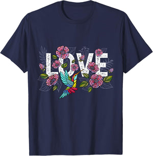 Vintage Hummingbird Gift Humming Funny Bird Lover Women Kids T-Shirt - T-Shirt | Navy