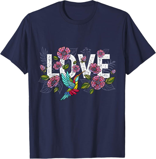 Vintage Hummingbird Gift Humming Funny Bird Lover Women Kids T-Shirt - T-Shirt | Navy