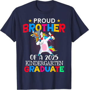 Proud Brother Of A 2025 Kindergarten Graduate Unicorn Dab T-Shirt - T-Shirt | Navy