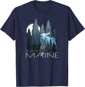 Maine - Moosehead Lake - Piscataquis - Moose In Forest T-Shirt - T-Shirt | Navy