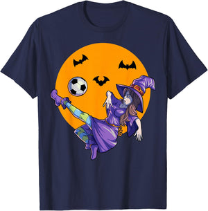 Soccer Witch Halloween Women Girls Soccer Halloween T-Shirt - T-Shirt | Navy