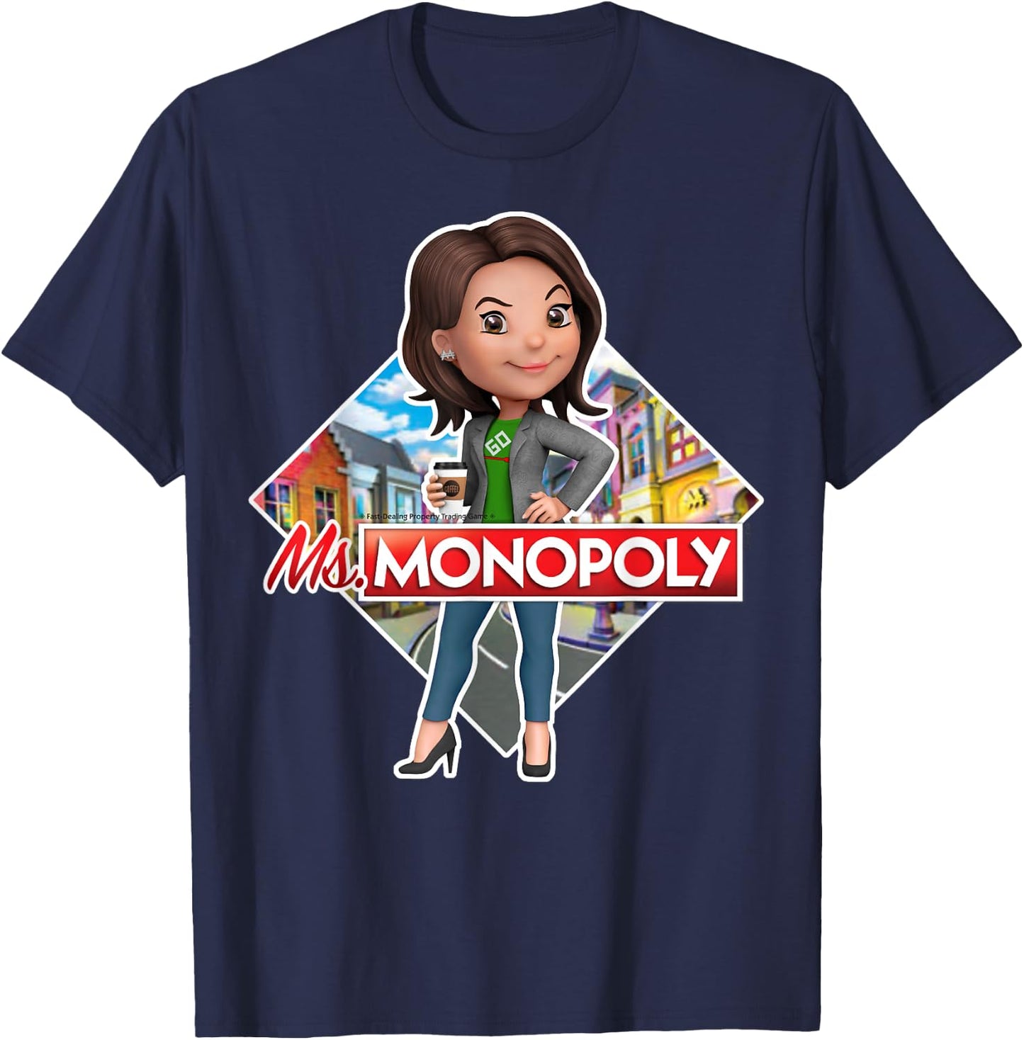 Monopoly Ms. Monopoly Board Game Logo T-Shirt - T-Shirt | Navy
