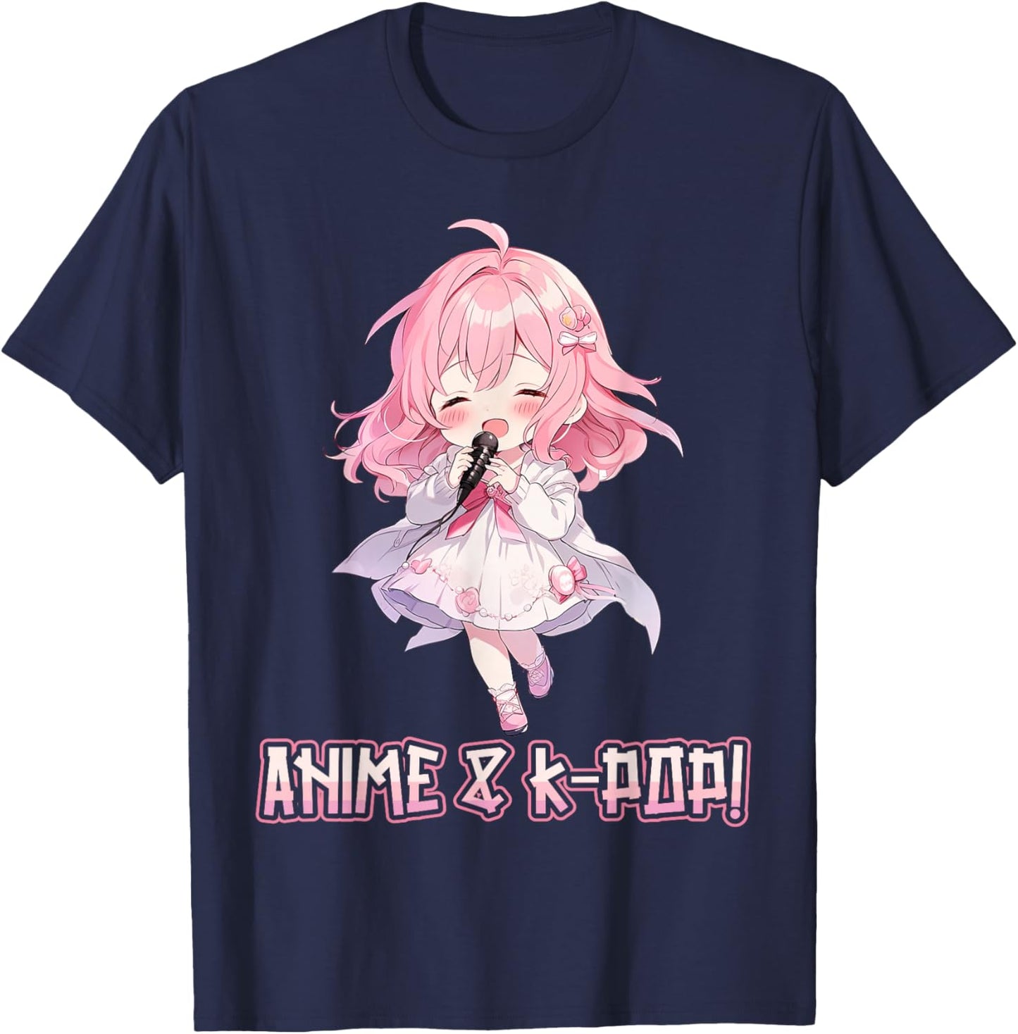 Anime and K-Pop Korean Pop Music Girl KPop Anime K-Pop Lover T-Shirt - T-Shirt | Navy