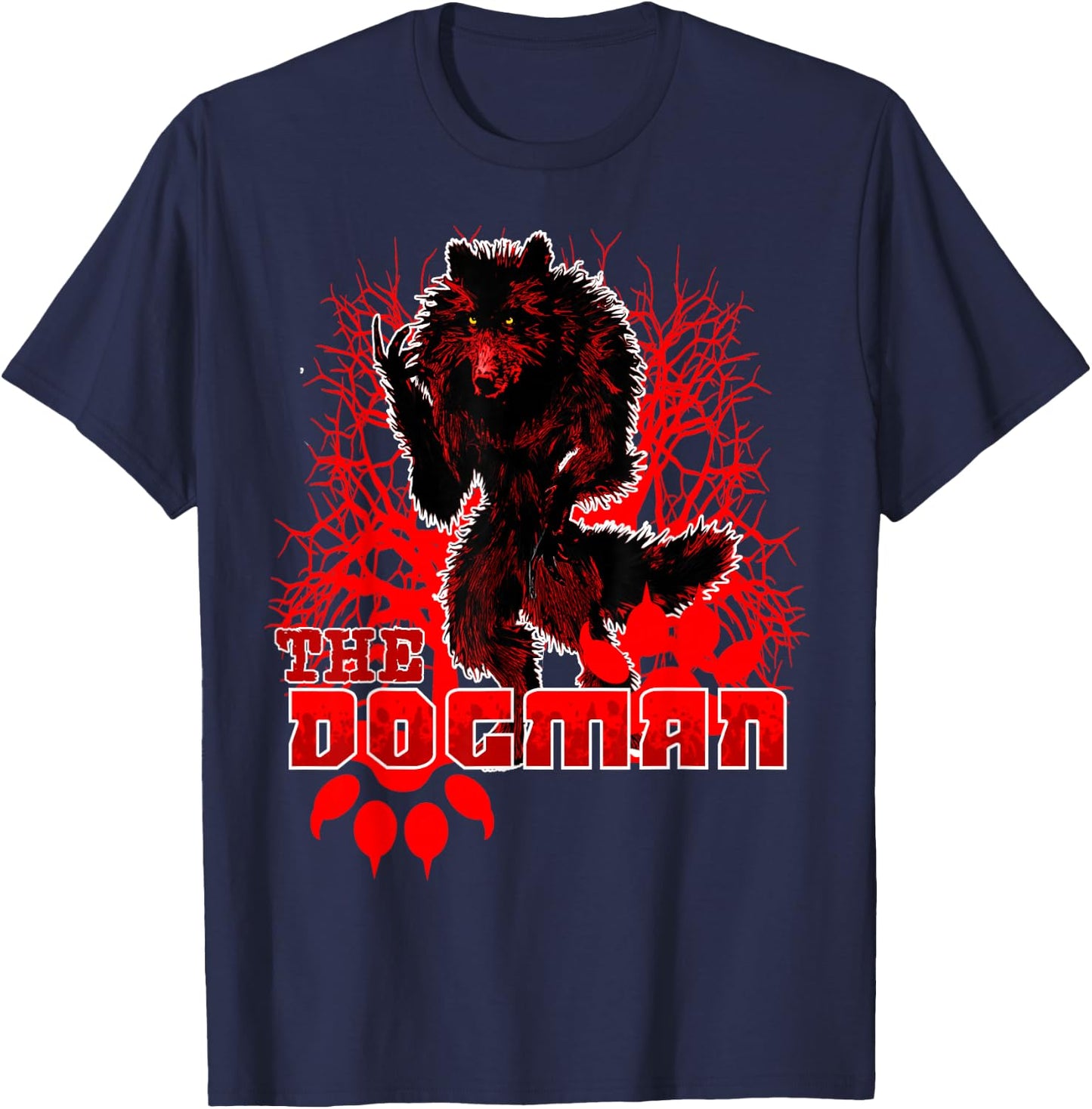 Dogman of America Red Wolf Monster Werewolf Skinwalker Beast T-Shirt - T-Shirt | Navy
