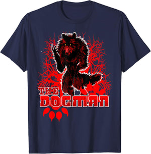 Dogman of America Red Wolf Monster Werewolf Skinwalker Beast T-Shirt - T-Shirt | Navy
