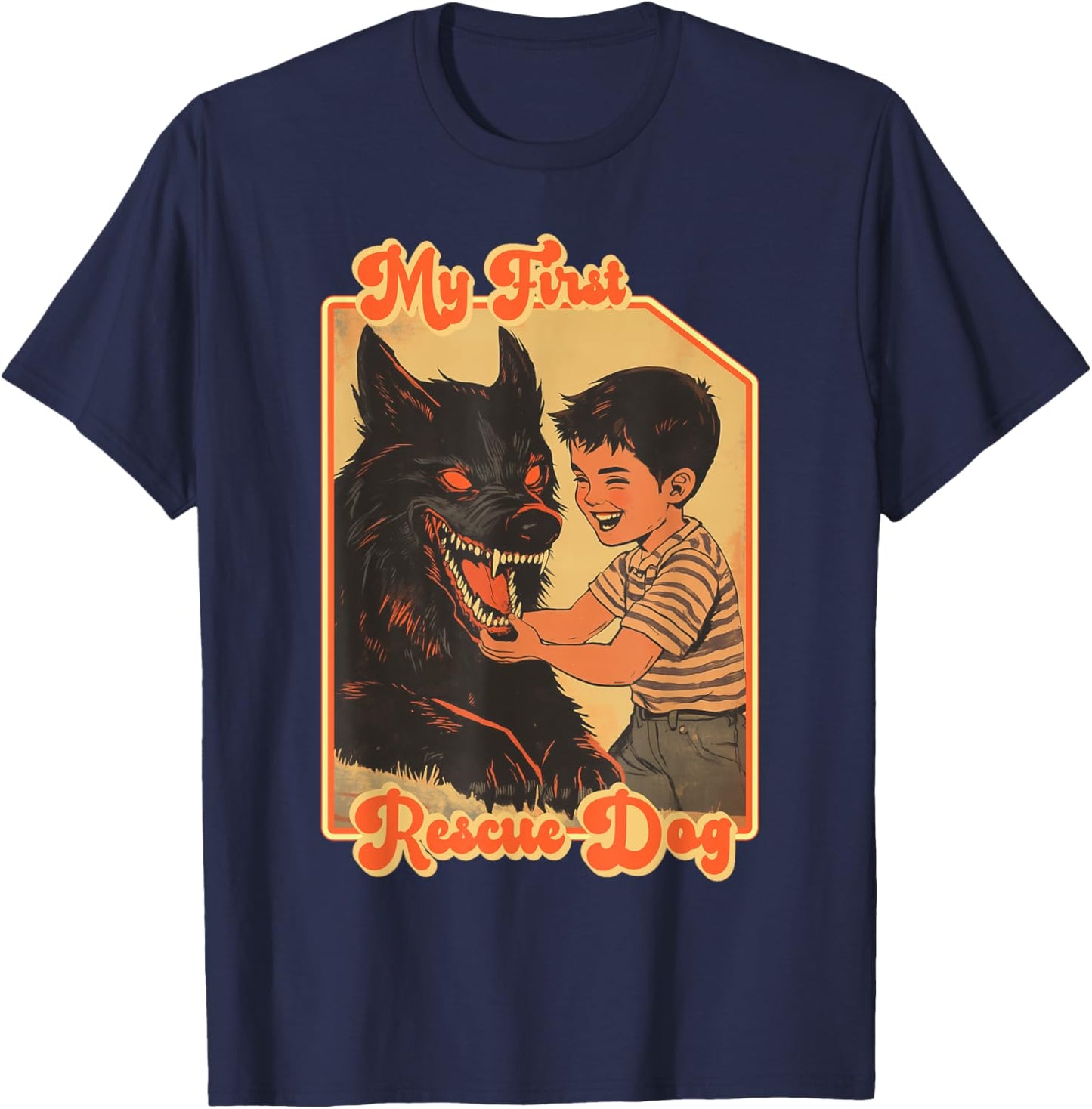 My First Rescue Dog Funny Shirts - Funny Rescue Animal T-Shirt - T-Shirt | Navy