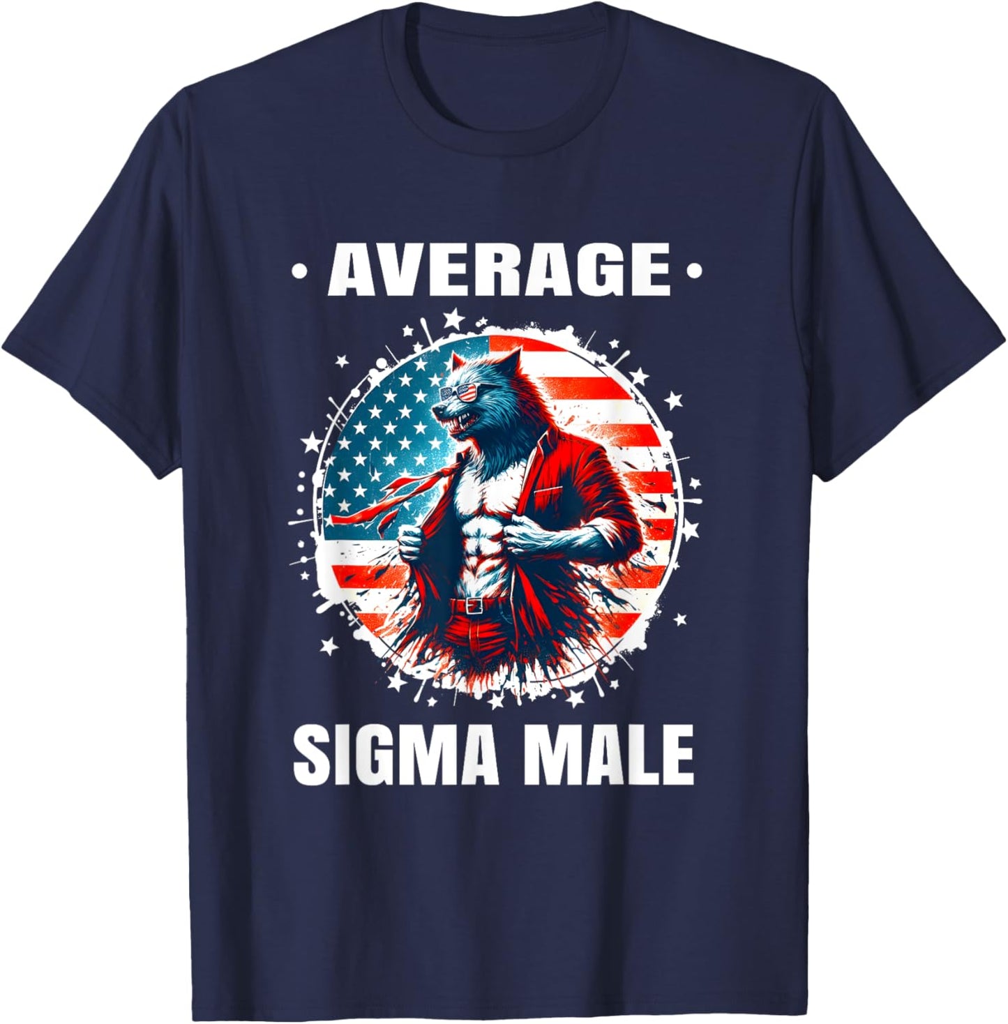 American Werewolf Sigma Shirt Funny Cringe Werewolf Brainrot T-Shirt - T-Shirt | Navy