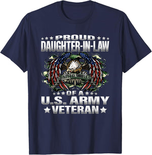 Proud Daughter-In-Law Of A US Army Veteran Vet's Family T-Shirt - T-Shirt | Navy