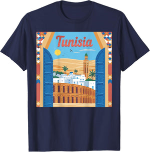Tunisia My Country Love Tunisia Monuments Tunisians T-Shirt - T-Shirt | Navy