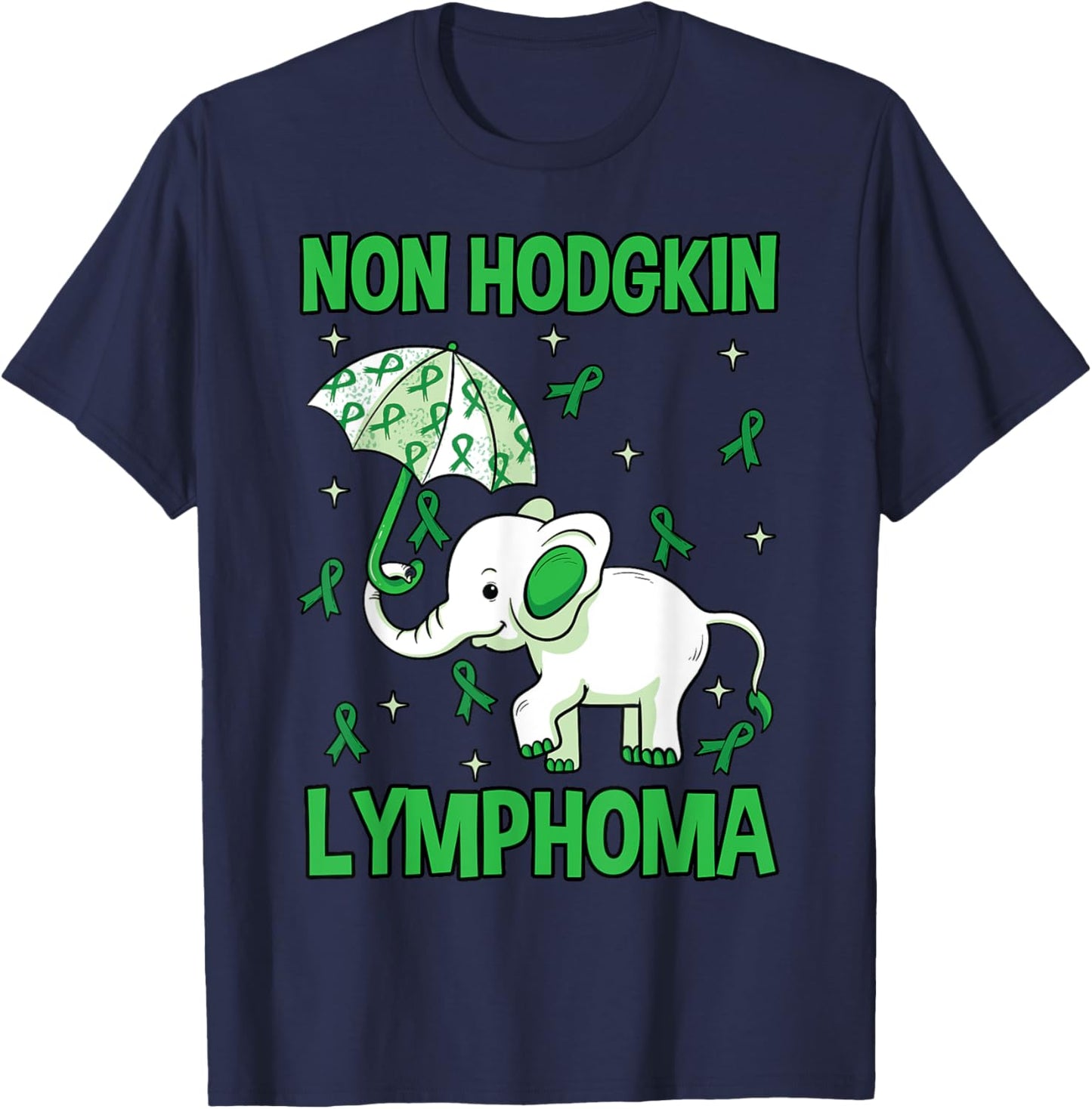 Elephant Non-Hodgkins Lymphoma Lymphocytes Green Gift T-Shirt - T-Shirt | Navy