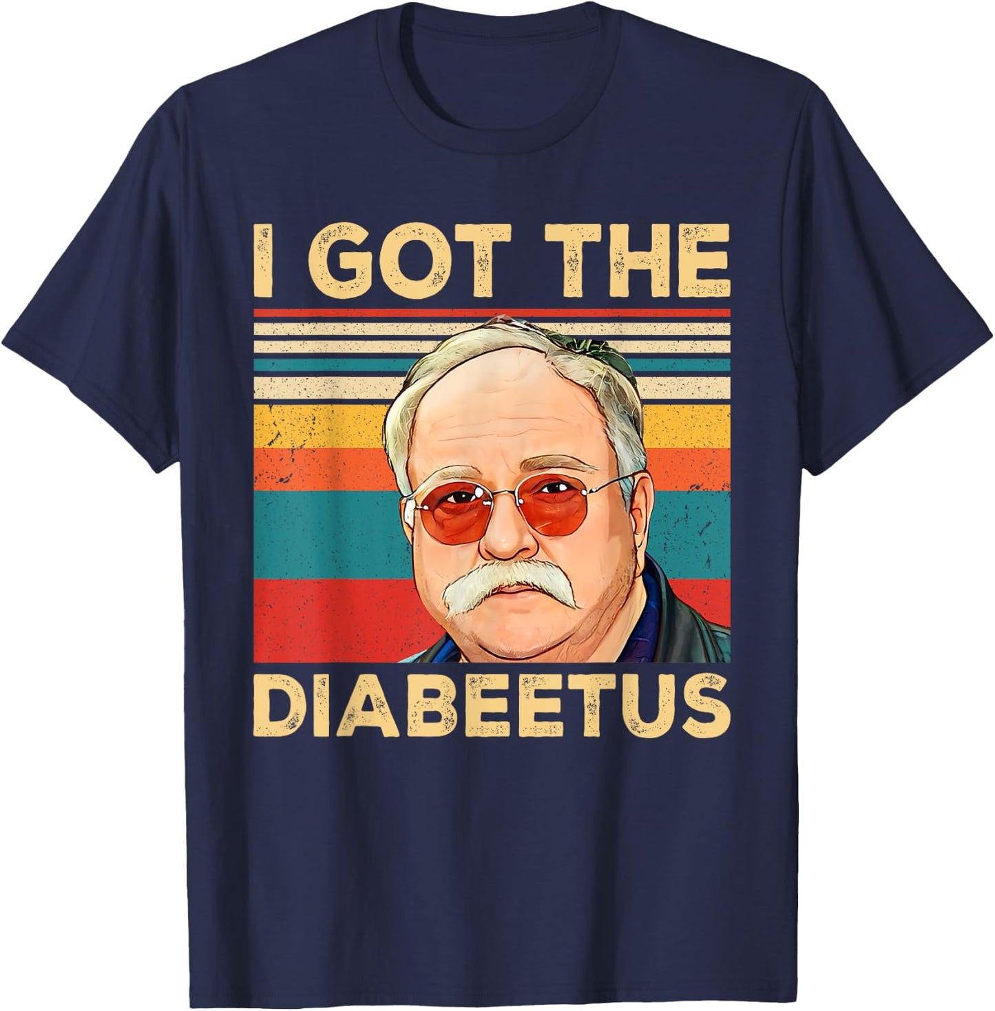 Funny Diabetes Awareness Outfits Family Matching -Adults Retro I Got The Diabeetus Funny Pancreas Diabetes Awareness Black Small Short Sleeve T-Shirt - T-Shirt | Navy