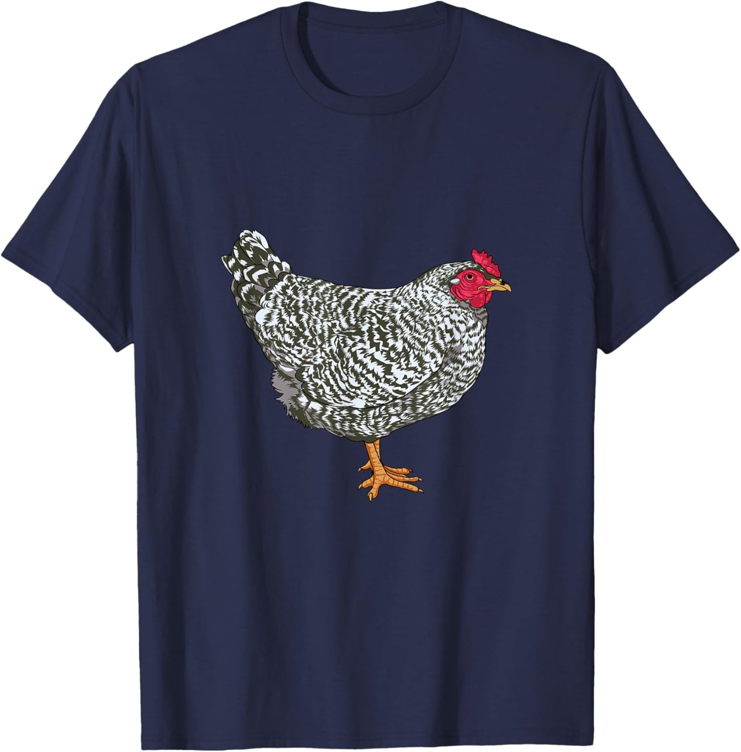 Dominique Chicken Designs Dominique Chicken Motif - Black, Small - -Adults, Kids - Short Sleeve, , Classic Fit T-Shirt - T-Shirt | Navy
