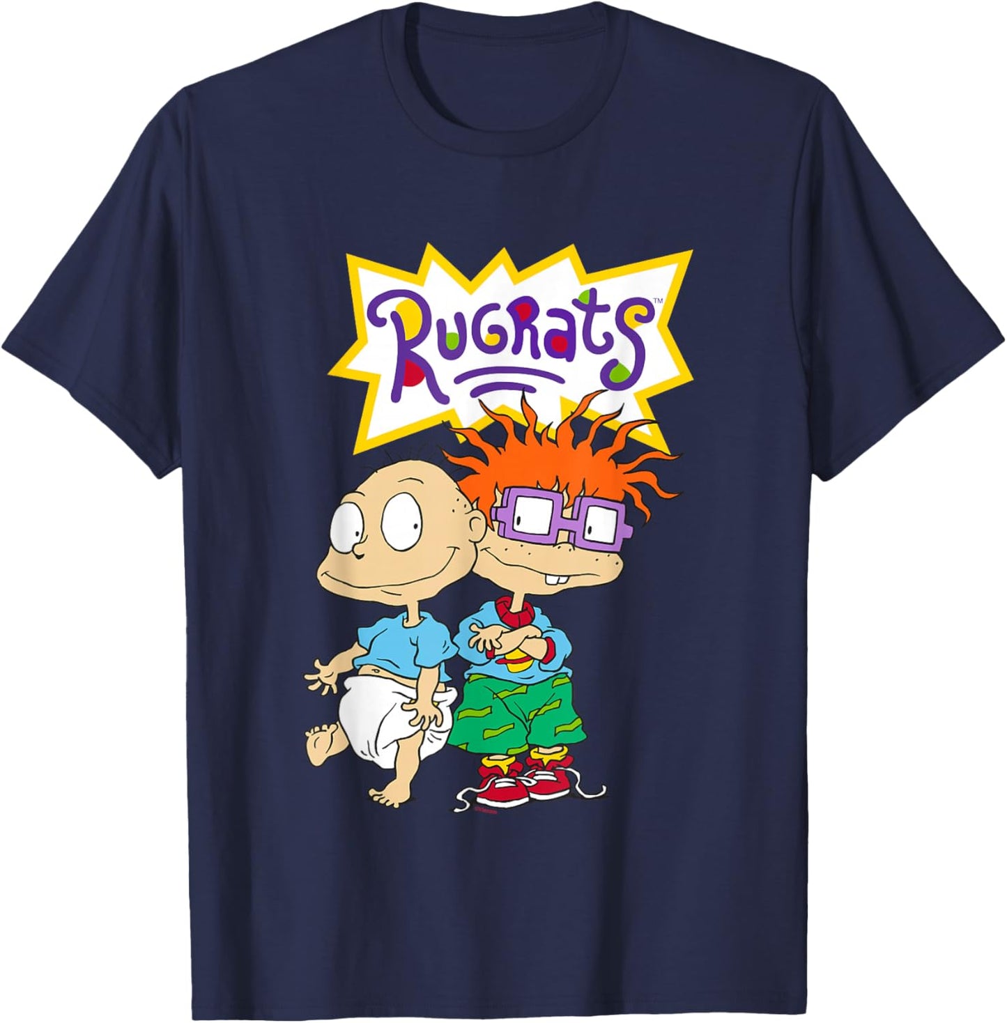 Rugrats Iconic Best Friends Tommy Chuckie Big Chest Logo T-Shirt - T-Shirt | Navy
