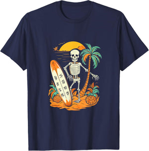 Skeleton Surfing Halloween Hawaii Hawaiian Men Women Surfer T-Shirt - T-Shirt | Navy