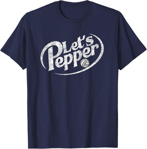 Volleyball Let's Pepper Practice Distressed Design T-Shirt - T-Shirt | Navy