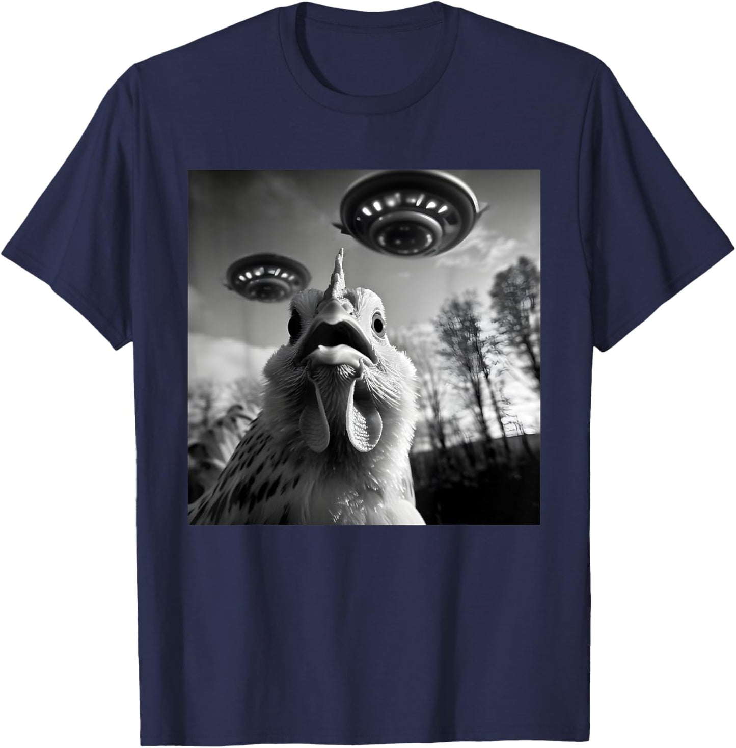 Chicken Alien UFO Funny Women T-Shirt - T-Shirt | Navy