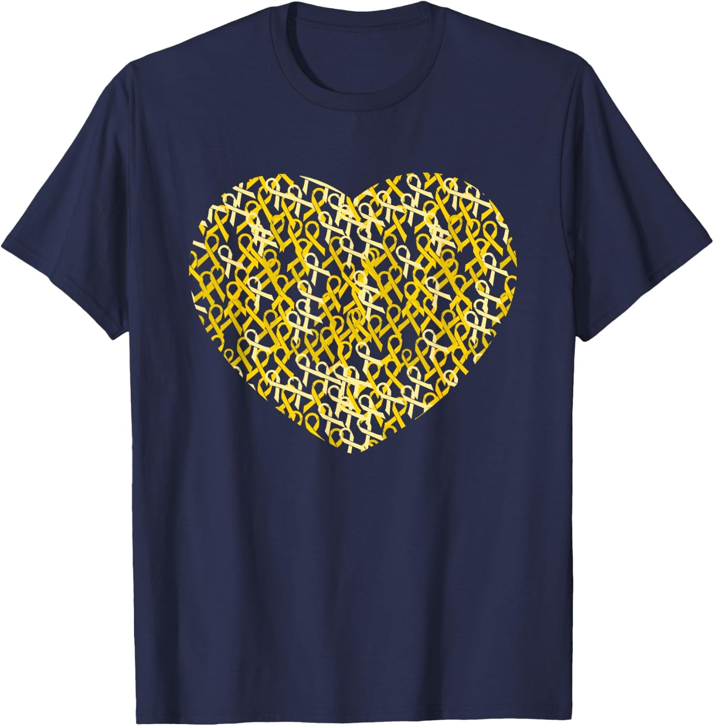 Childhood Cancer Awareness Yellow Ribbon Heart Gift T-Shirt - T-Shirt | Navy