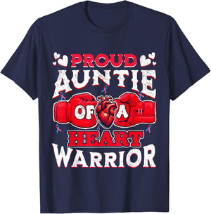 Proud Auntie Of A Heart Warrior CHD Awareness T-Shirt - T-Shirt | Navy