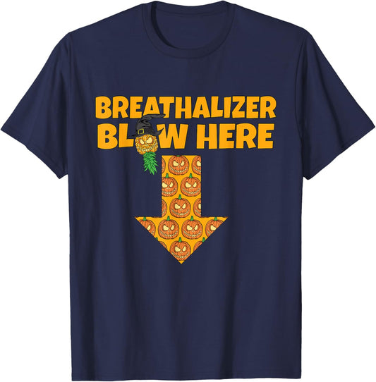 Halloween Breathalizer Blow Here Funny Pineapple Swinger Men T-Shirt - T-Shirt | Navy