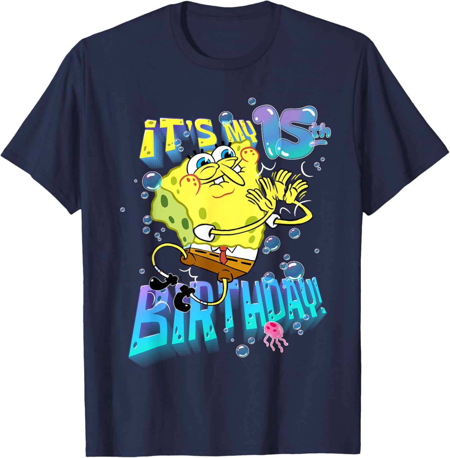 Spongebob It's My 15th Birthday Boy Girl Teen BDay Spongebob T-Shirt - T-Shirt | Navy