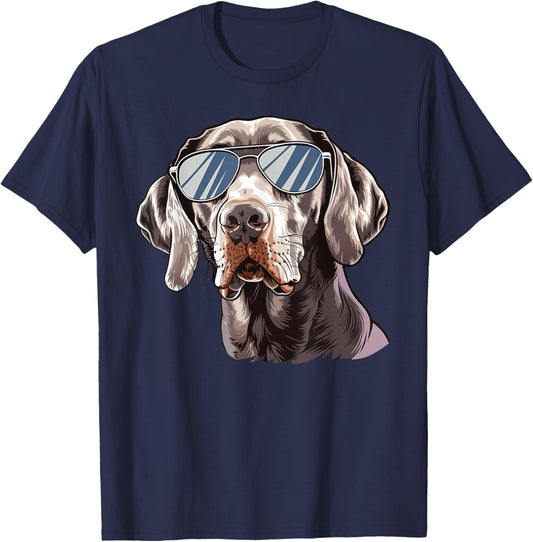 Weimaraner Dog Sunglasses T-Shirt - T-Shirt | Navy
