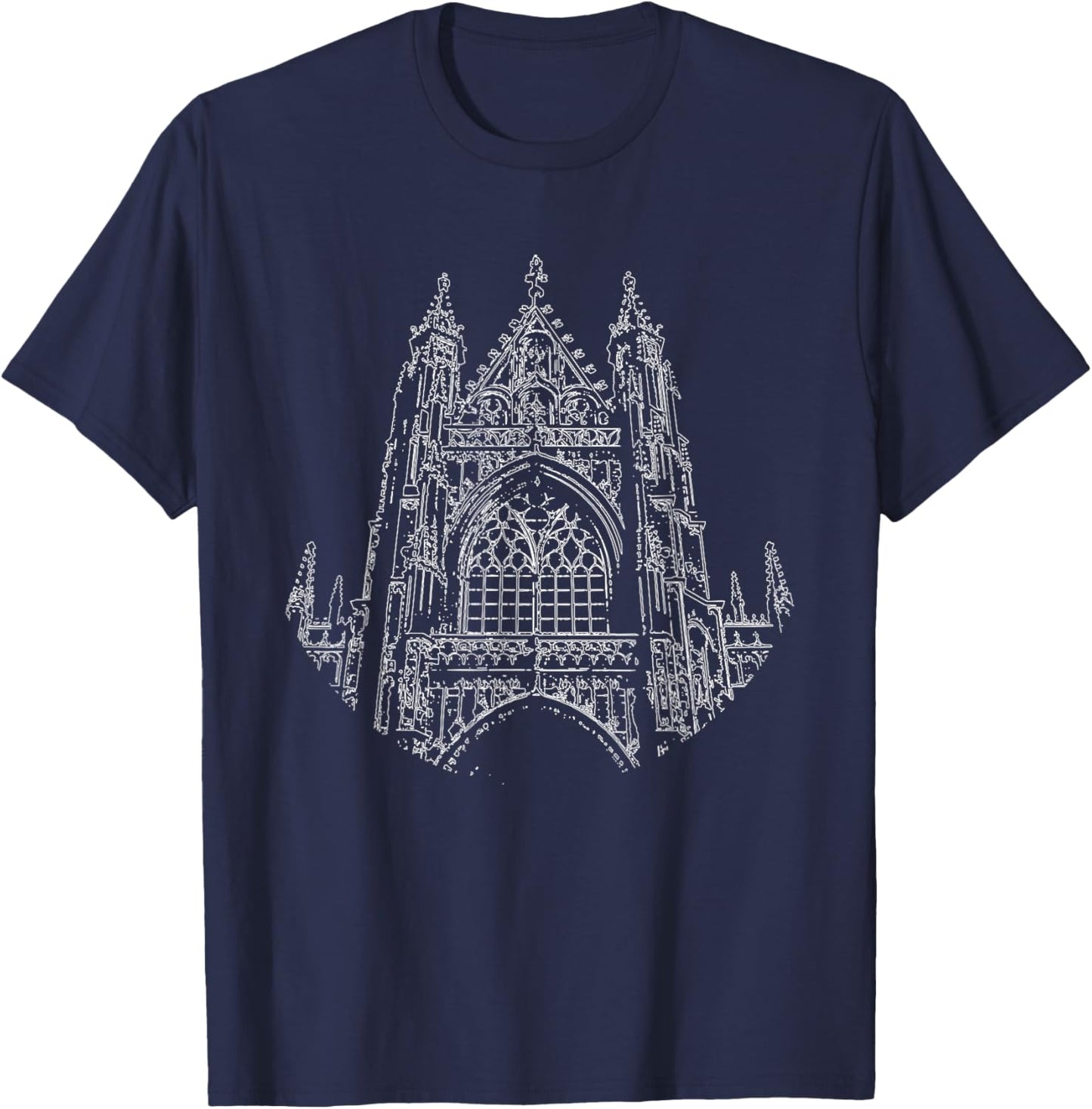 Church Gothic Gothic Architecture Cathedral Gothic T-Shirt - T-Shirt | Navy