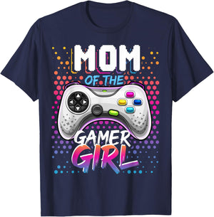 Mom of the Gamer Girl Matching Video Game Birthday Gift T-Shirt - T-Shirt | Navy