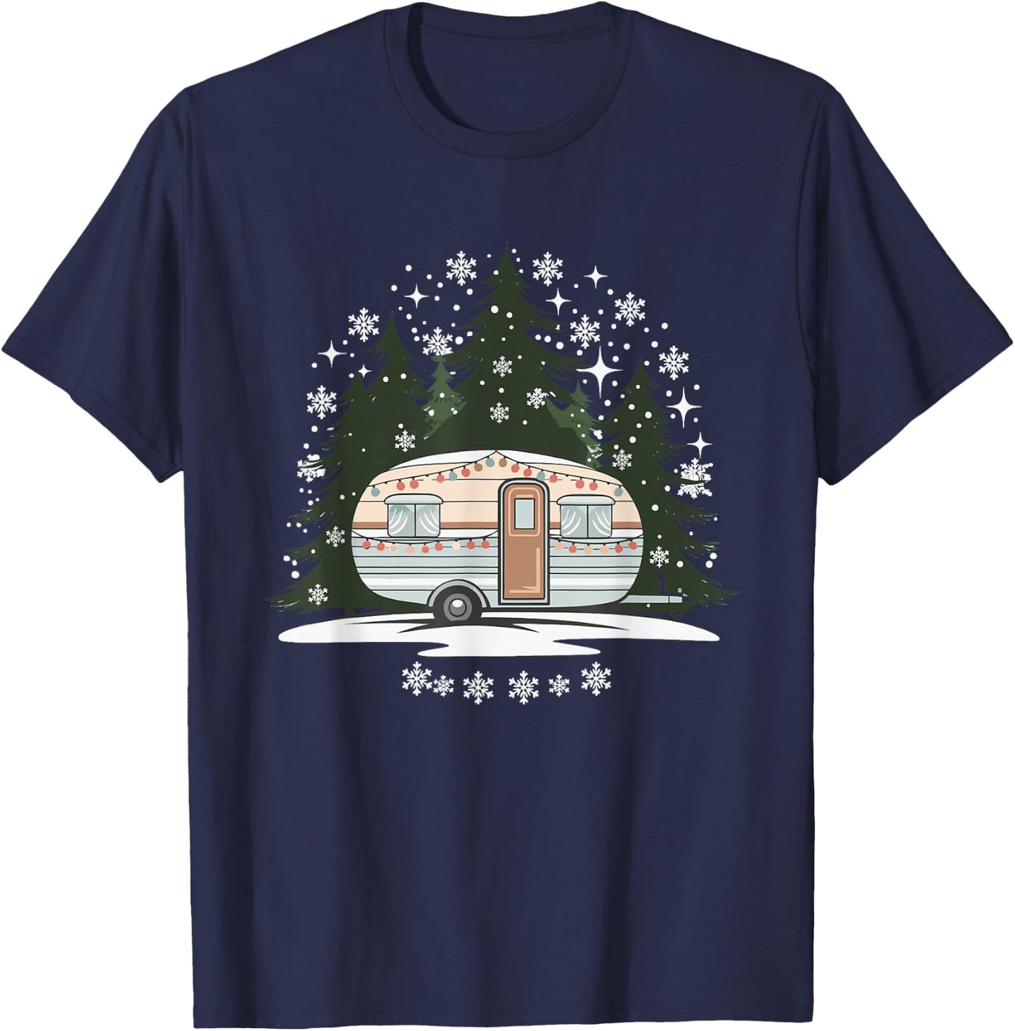 Camping RV Christmas Motorhome T-Shirt - T-Shirt | Navy