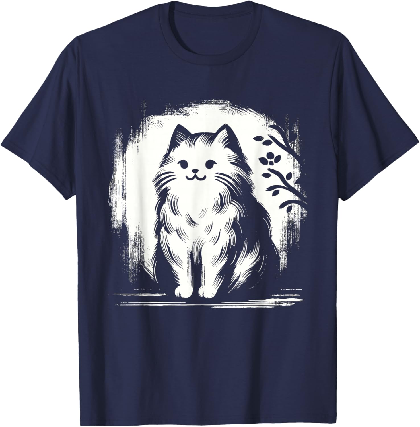 Kawaii Cat Anime Japanese Retro Men Women Kids Funny Cat T-Shirt - T-Shirt | Navy