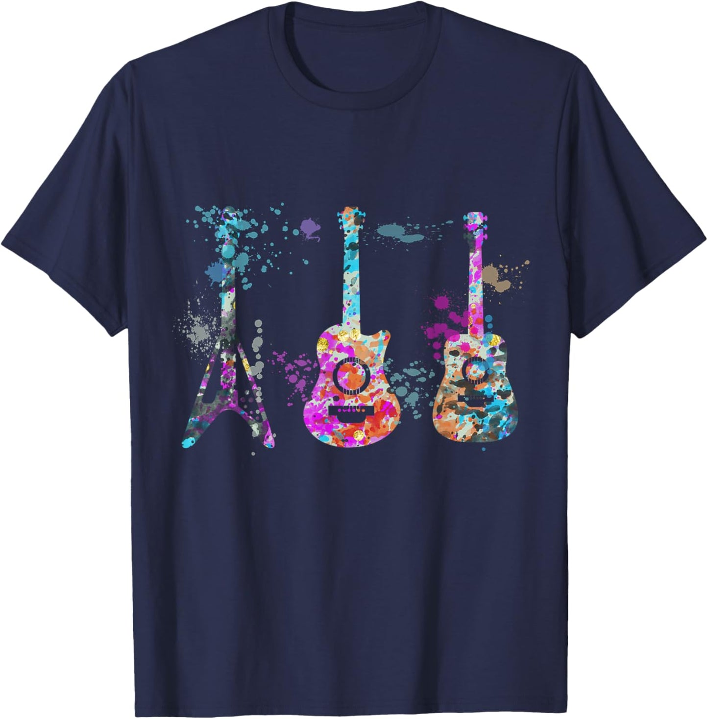 Guitar Instrument Silhouette Guitars T-Shirt - T-Shirt | Navy