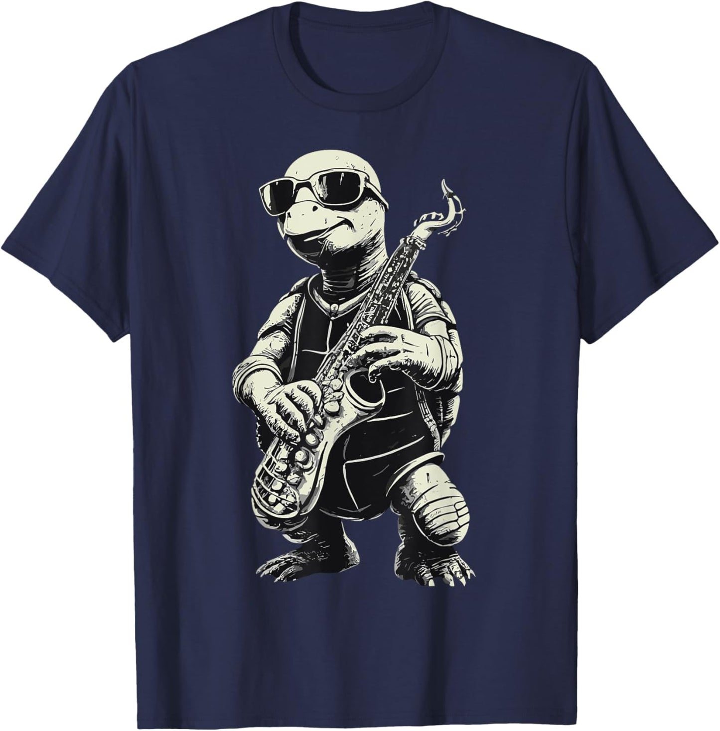 Turtle Playing Saxophone Jazz Funny Saxophone Tortoise Solo T-Shirt - T-Shirt | Navy