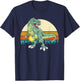 Retro Dino Dinosaur Golfer Gift T Rex Disc Golf T-Shirt - T-Shirt | Navy