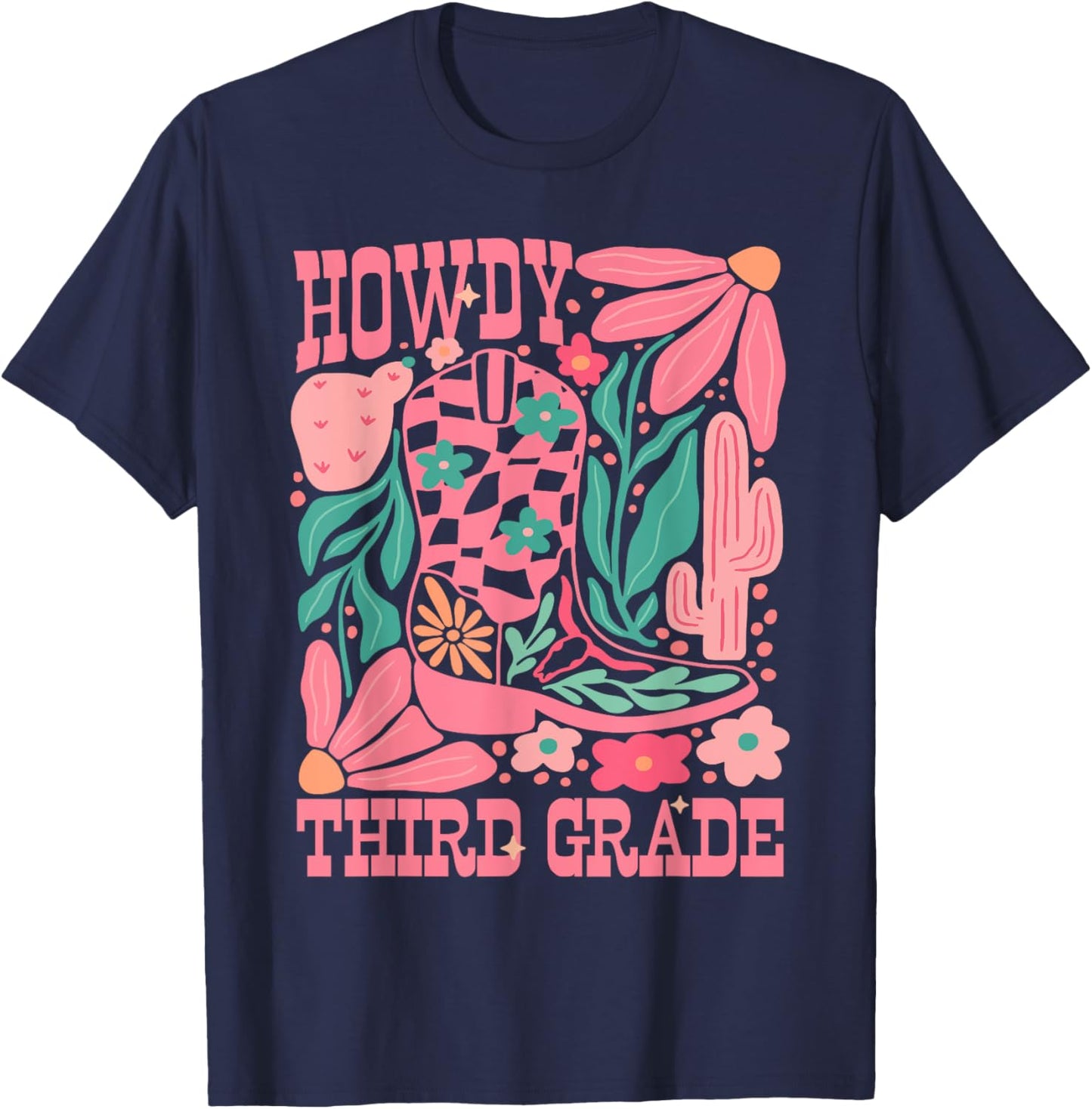 Western Howdy Third Grade Back To School 3rd Grade Teacher T-Shirt - T-Shirt | Navy