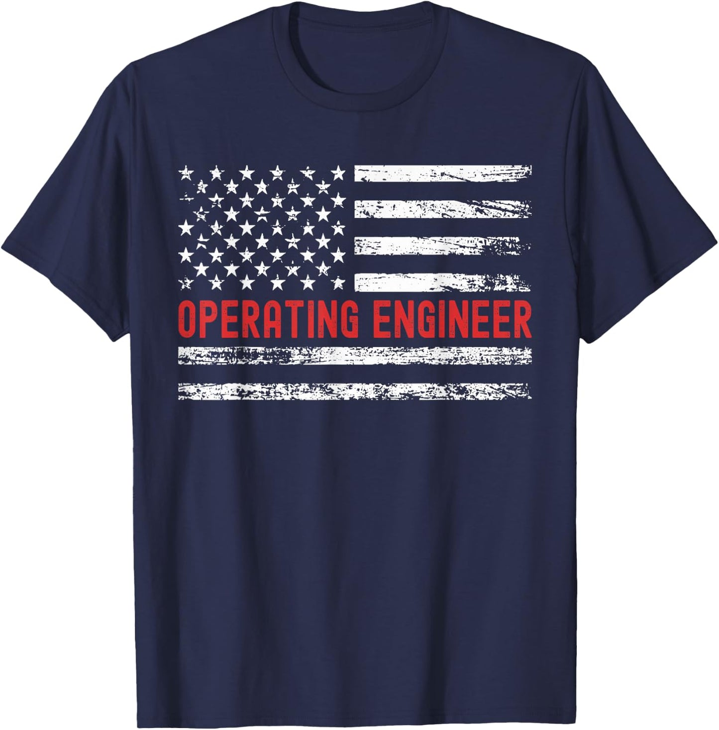 Operating Engineer USA Flag Profession Retro Job Title T-Shirt - T-Shirt | Navy