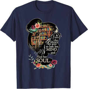 Book Reading Bookworm Book Lover Women Kids Girls Librarian T-Shirt - T-Shirt | Navy