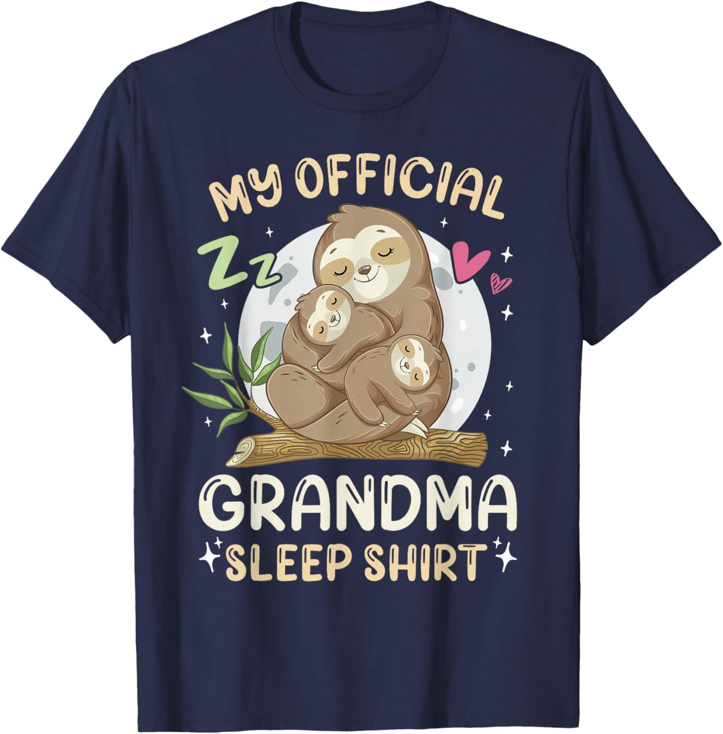 Official Grandma Sleep Shirt, Mother's Day Sloths Family T-Shirt - T-Shirt | Navy