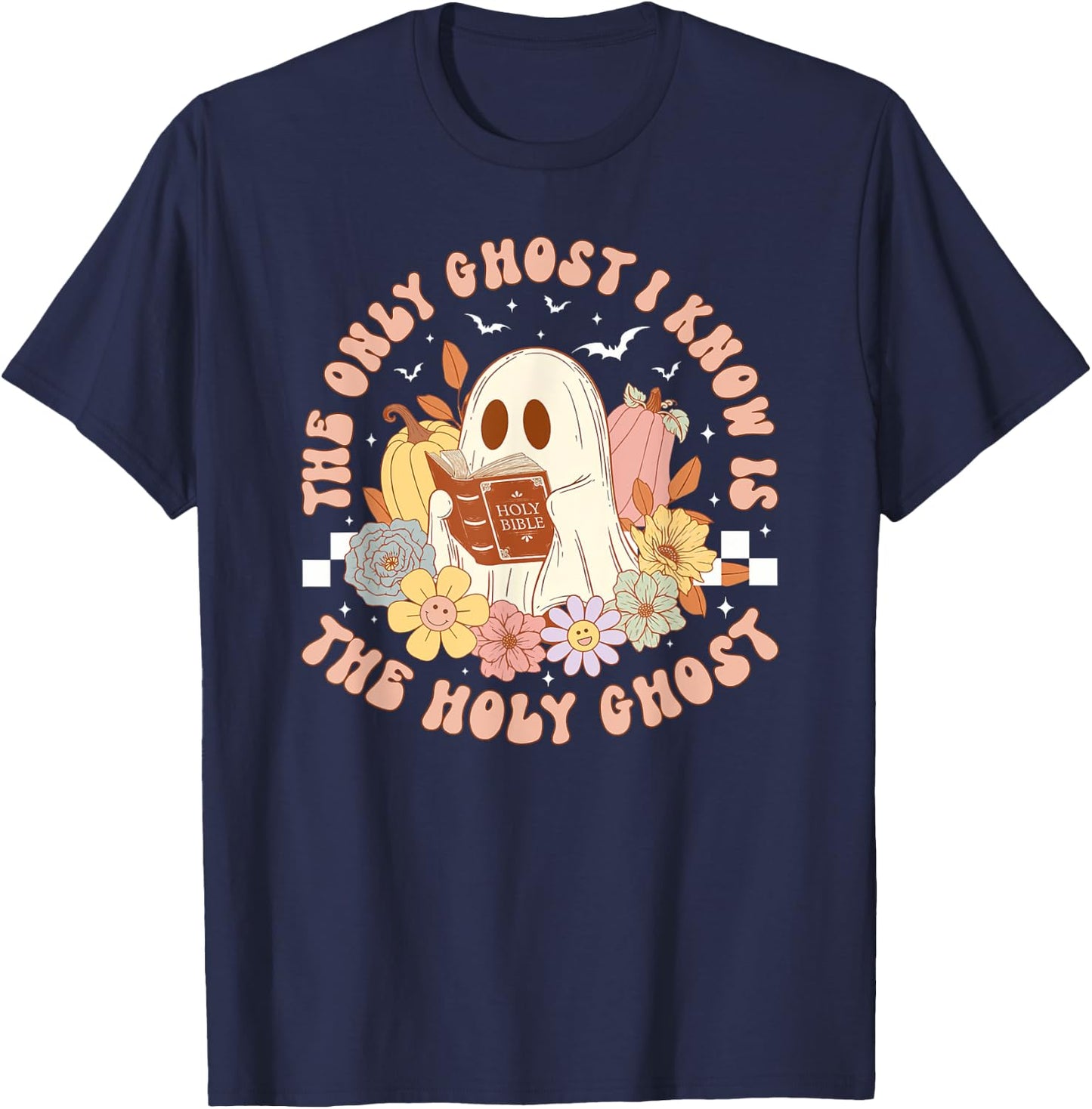The Only Ghost I Know Is The Holy Ghost, Ghost Read Book T-Shirt - T-Shirt | Navy